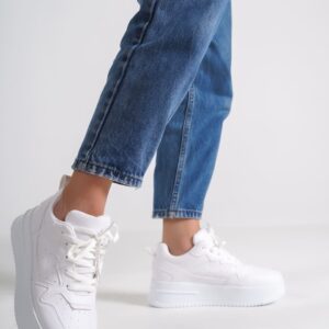 ALESSI Bağcıklı Ortopedik Taban Kadın Sneaker Spor Ayakkabı BT - Beyaz