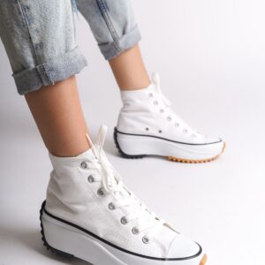 ROMA Bağcıklı Ortopedik Taban Kadın Sneaker Spor Ayakkabı BT - Beyaz