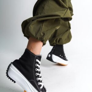 ROMA Bağcıklı Ortopedik Taban Kadın Sneaker Spor Ayakkabı  BT - Siyah