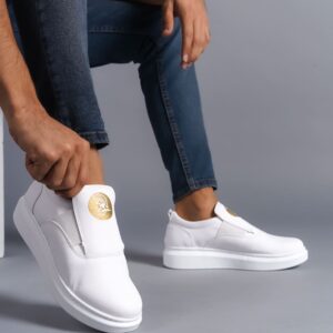 SLW161 Hippo Bağcıksız Cilt Erkek Günlük Sneaker Ayakkabı BT - Beyaz