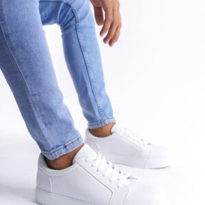 SLW165 Elite Bağcıklı Cilt Erkek Günlük Sneaker Ayakkabı BT - Beyaz